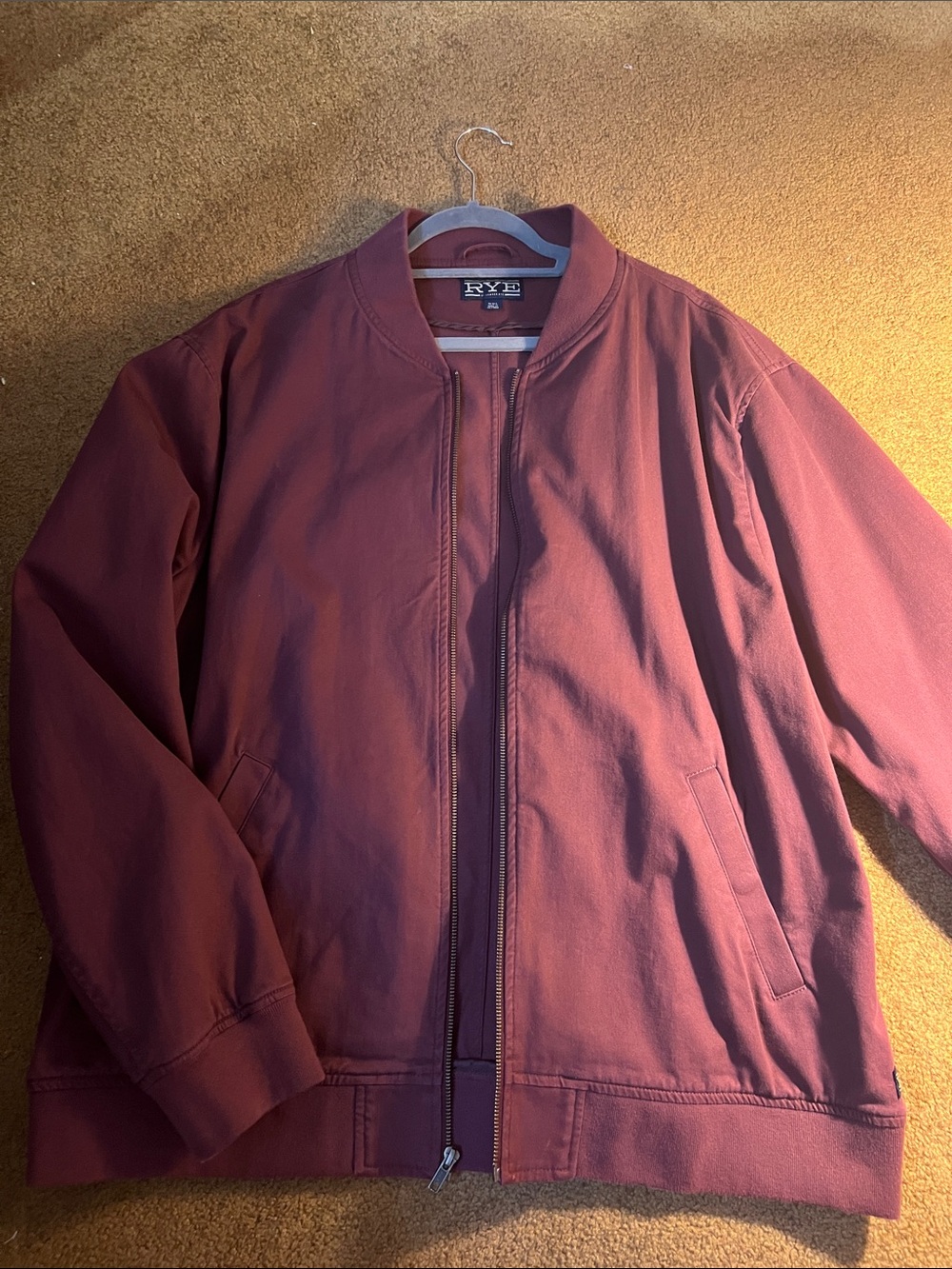 Rye Men's Burgundy Zip-Front Bomber Jacket